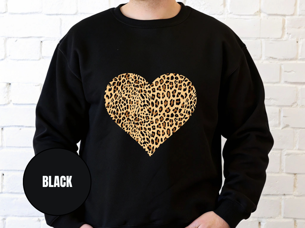 "Heart Leopard Design" Valentine's Day (Gildan 18000) VD081