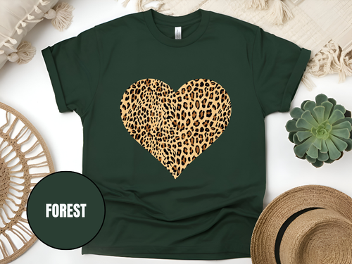 "Heart Leopard Design" T-Shirt, (Gildan 5000) VD081