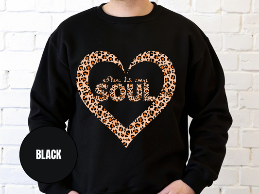 "She Is My Soul Leopard Design" Valentine's Day (Gildan 18000) VD071