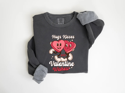 "Hugs Kisses And Valentine Wishes" Valentine's Day (Comfort Color) VDS044