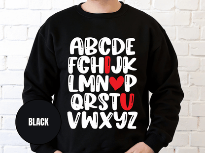 "Alphabet" Valentine's Day Sweatshirt, (Gildan 18000) VD011