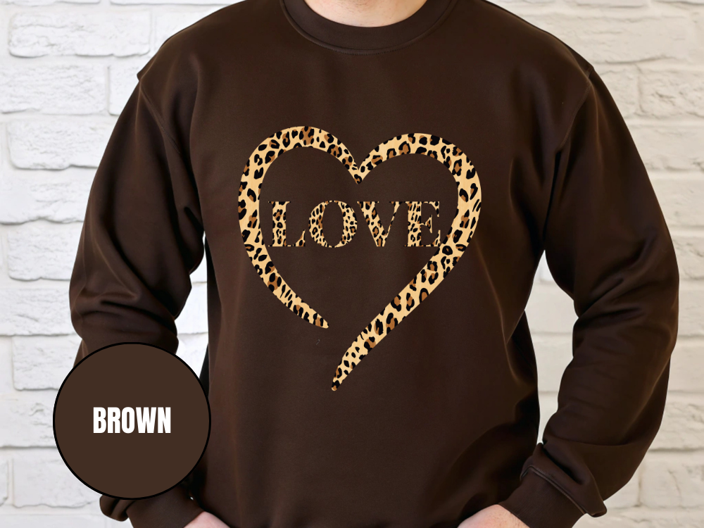 "Love Leopard Design" Valentine's Day (Gildan 18000) VD076