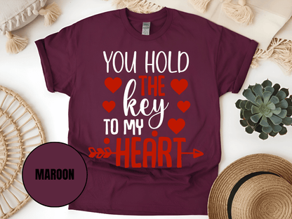 "You Hold the Key to My Heart, Valentine's Day" T-Shirt, (Gildan 5000) VD026