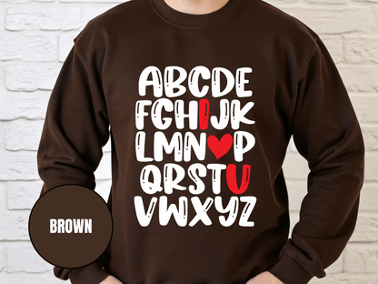 "Alphabet" Valentine's Day Sweatshirt, (Gildan 18000) VD011