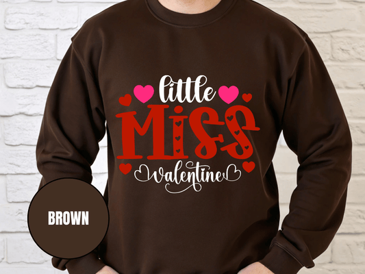 "Little Miss Valentine" Valentine's Day Sweatshirt, (Gildan 18000) VD022