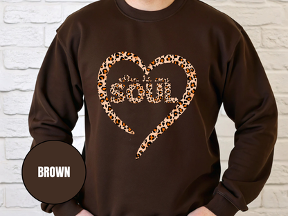 "She Is My Soul Leopard Design" Valentine's Day (Gildan 18000) VD080