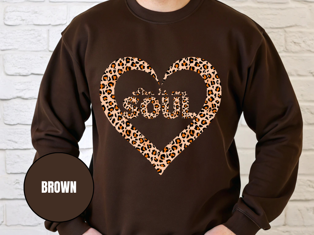 "She Is My Soul Leopard Design" Valentine's Day (Gildan 18000) VD071