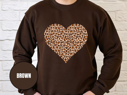 "Heart Leopard Design" Valentine's Day (Gildan 18000) VD082