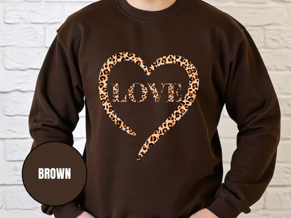 "Love Leopard Design" Valentine's Day (Gildan 18000) VD075