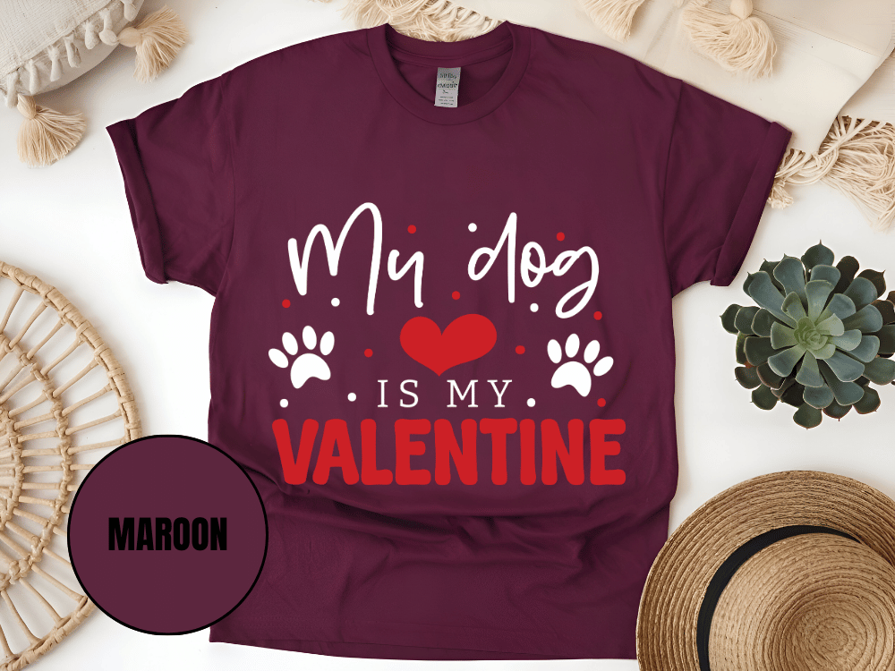 "My Dog is My Valentine, Valentine's Day" T-Shirt, (Gildan 5000) VD038