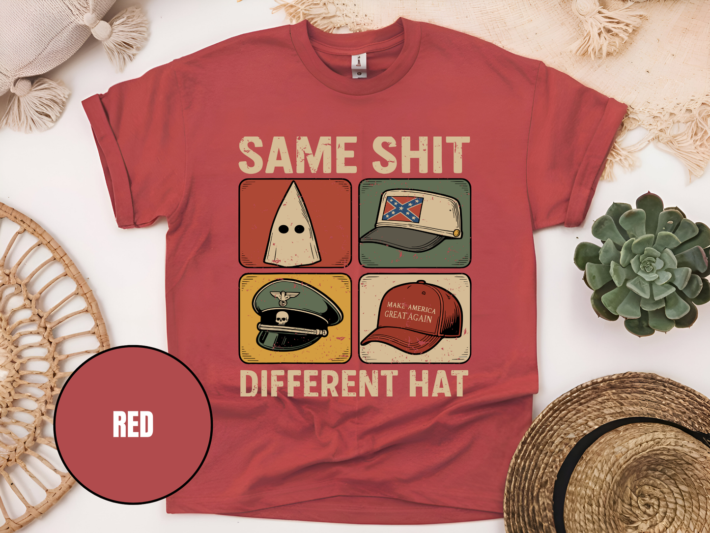 Same Shit Different Hat T Shirt, Anti Trump Political Tshirt, Funny Protest Graphic Tee, (Gildan 5000) VD00101