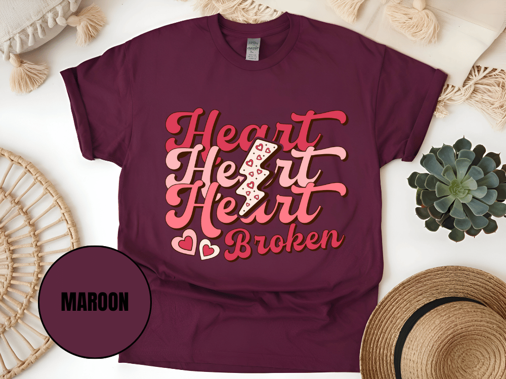 "Heart Heart Heart Broken, Valentine's Day" T-Shirt, (Gildan 5000) VD041