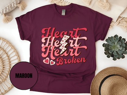 "Heart Heart Heart Broken, Valentine's Day" T-Shirt, (Gildan 5000) VD041