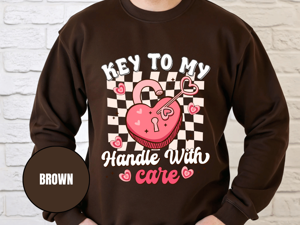 "Key to My Heart Handle with Care" Valentine's Day (Gildan 18000) VD045