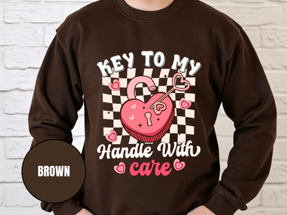 "Key to My Heart Handle with Care" Valentine's Day (Gildan 18000) VD045