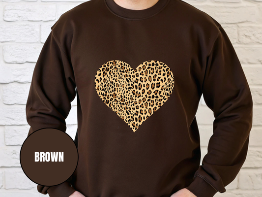 "Heart Leopard Design" Valentine's Day (Gildan 18000) VD081