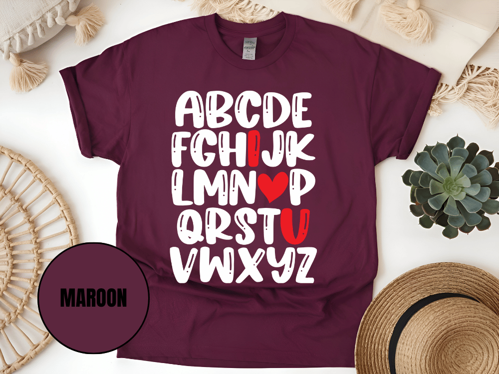 "Alphabet Valentine's day" T-Shirt, (Gildan 5000) VD011