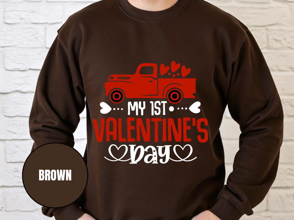 "My First Valentine's Day" Valentine's Day Sweatshirt, (Gildan 18000) VD024