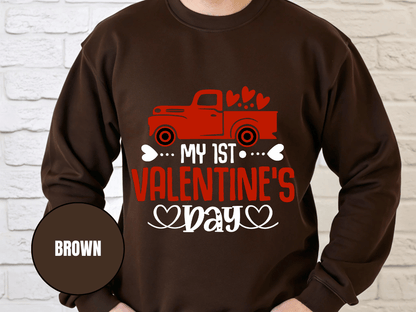 "My First Valentine's Day" Valentine's Day Sweatshirt, (Gildan 18000) VD024