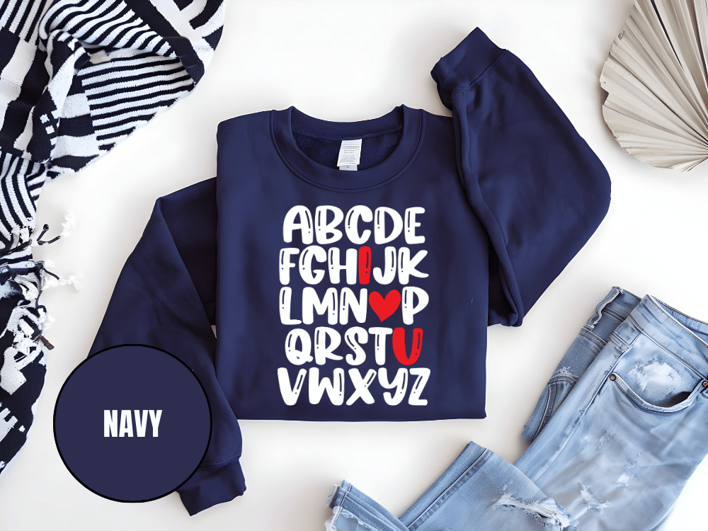 "Alphabet" Valentine's Day Sweatshirt, (Gildan 18000) VD011