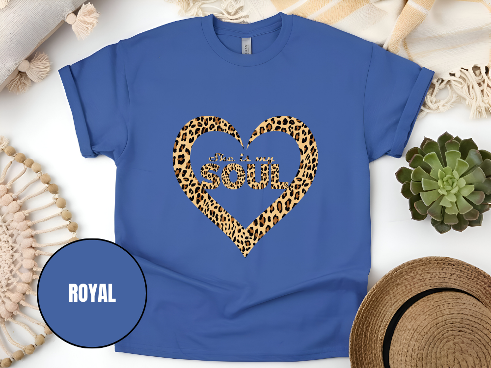 "She Is My Soul Leopard Design" T-Shirt, (Gildan 5000) VD072