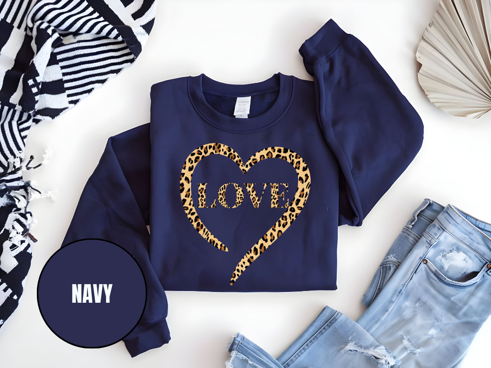 "Love Leopard Design" Valentine's Day (Gildan 18000) VD076