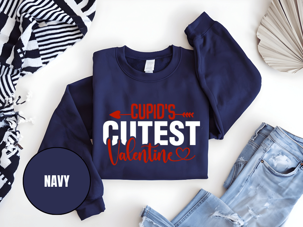"Cupid's Cutest Valentine" Valentine's Day Sweatshirt, (Gildan 18000) VD018