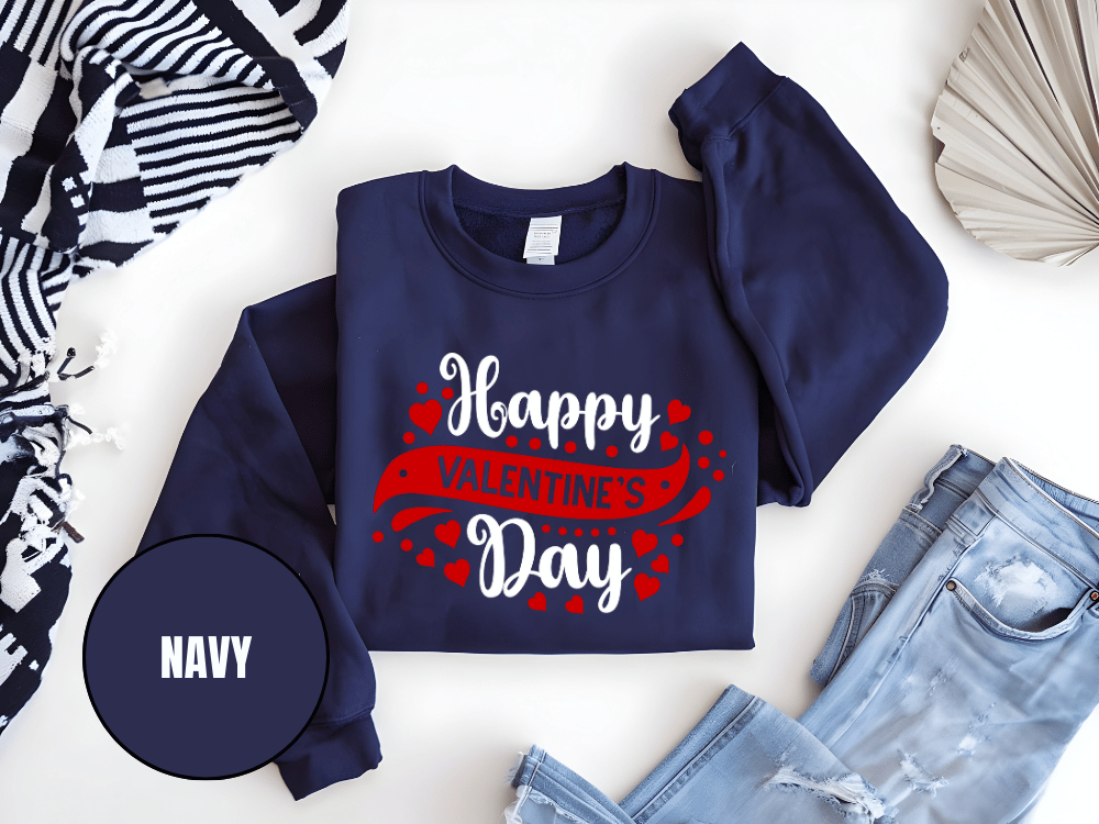 "Happy Valentine's Day" Valentine's Day Sweatshirt, (Gildan 18000) VD003