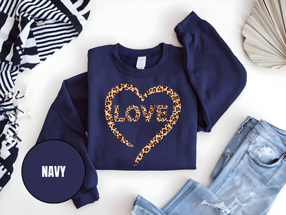 "Love Leopard Design" Valentine's Day (Gildan 18000) VD073