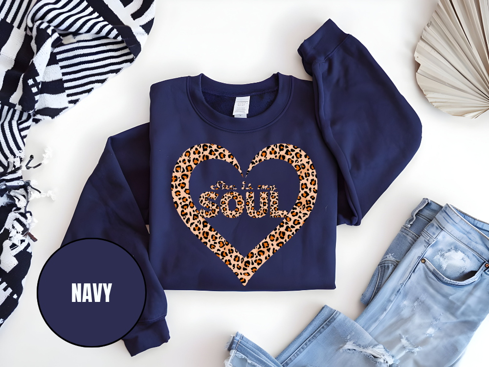 "She Is My Soul Leopard Design" Valentine's Day (Gildan 18000) VD071