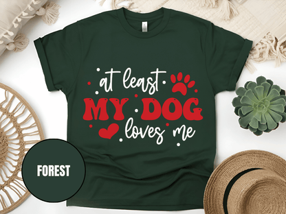 "At Least My Cat Loves Me , Valentine's Day" T-Shirt, (Gildan 5000) VD035