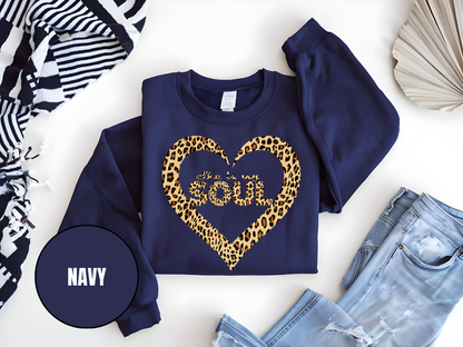 "She Is My Soul Leopard Design" Valentine's Day (Gildan 18000) VD072