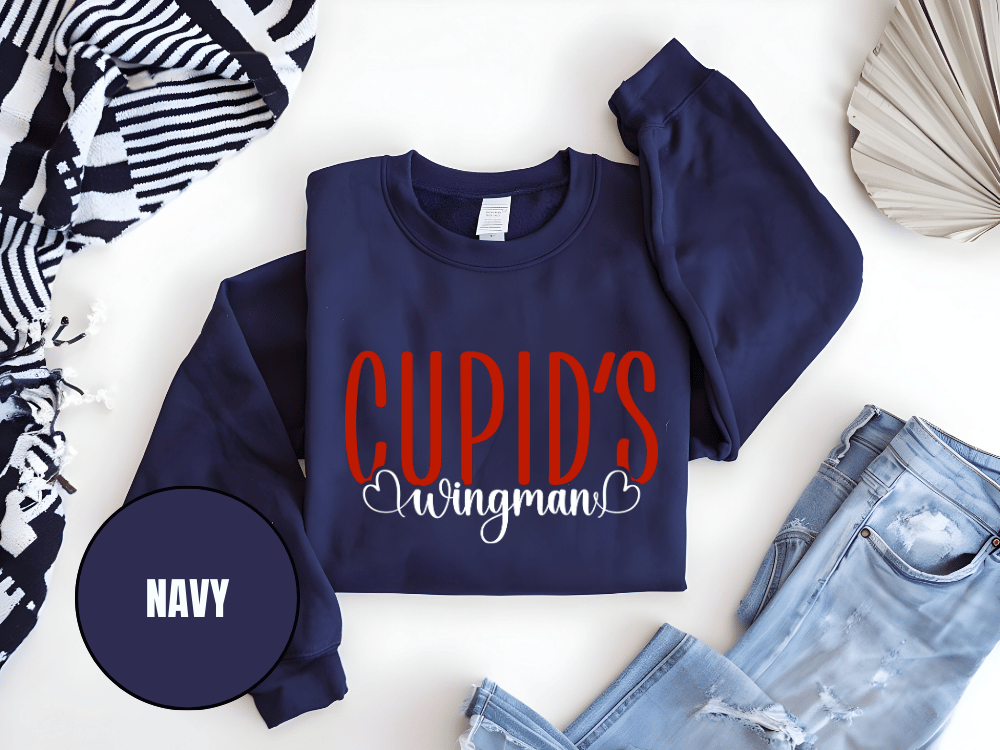 "Cupid's Wingman" Valentine's Day Sweatshirt, (Gildan 18000) VD017