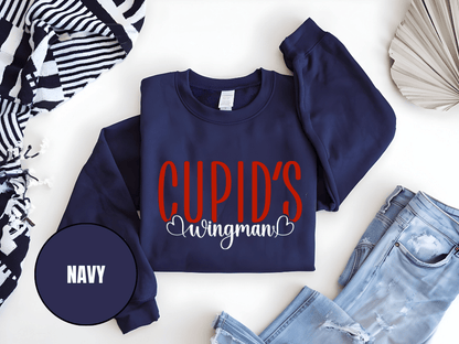 "Cupid's Wingman" Valentine's Day Sweatshirt, (Gildan 18000) VD017