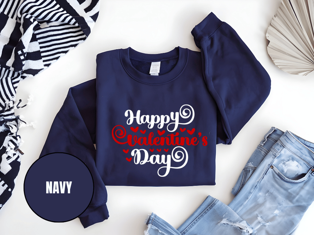 "Happy Valentine's Day" Valentine's Day Sweatshirt, (Gildan 18000) VD008
