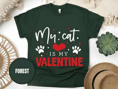 "My Cat is My Valentine, Valentine's Day" T-Shirt, (Gildan 5000) VD039