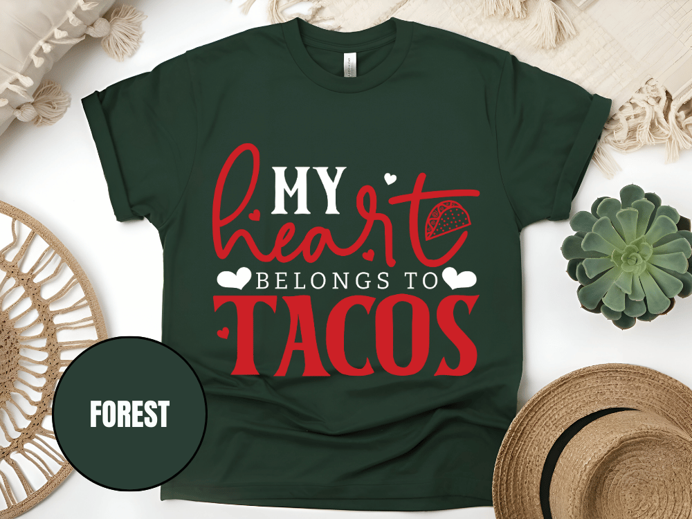 "My Heart belongs to Tacos, Valentine's Day" T-Shirt, (Gildan 5000) VD033