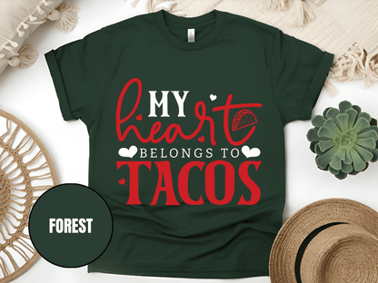 "My Heart belongs to Tacos, Valentine's Day" T-Shirt, (Gildan 5000) VD033