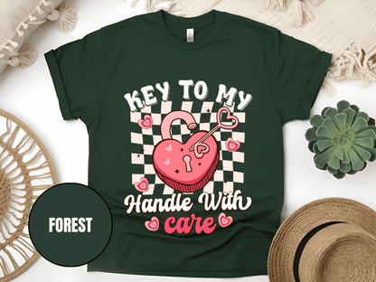 "Key to My Handle with Care , Valentine's Day" T-Shirt, (Gildan 5000) VD045