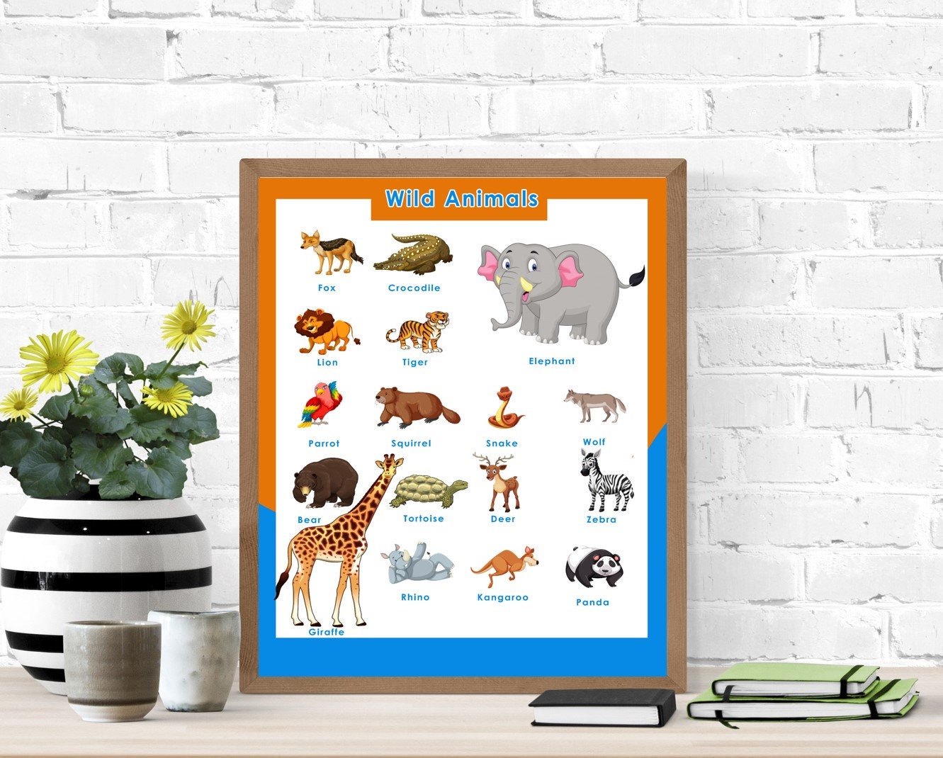 Wild Animals & Farm Animals Printable Set, Learning Resource, Wall Print, School, Preschool, Classroom Poster, Digital download, Educational