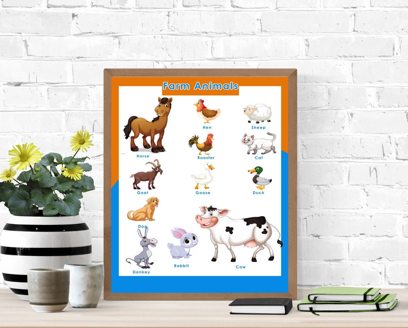 Wild Animals & Farm Animals Printable Set, Learning Resource, Wall Print, School, Preschool, Classroom Poster, Digital download, Educational