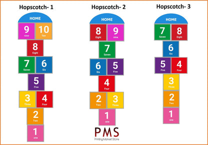 Hopscotch, Educational Floor Decal, Hopscotch Game Kids Badroom Playroom Kids Wall Stickers Nursery school – Primary School Decals