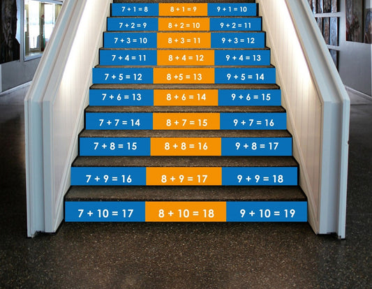 Math school decor , Math facts additions, Math decals for Stairs , Stair Signs for School,  Stairs decal School decor