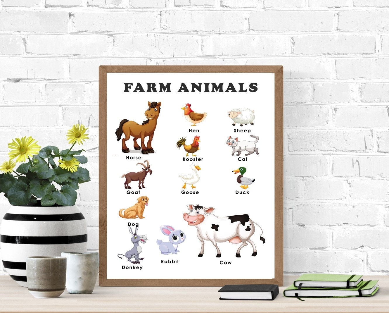 Wild Animals & Farm Animals Printable Set, Learning Resource, Wall Print, School, Preschool, Classroom Poster, Digital download, Educational