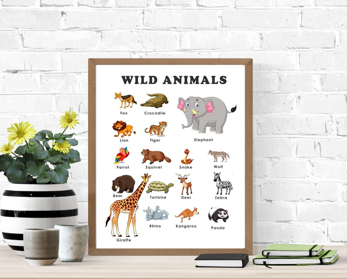 Wild Animals & Farm Animals Printable Set, Learning Resource, Wall Print, School, Preschool, Classroom Poster, Digital download, Educational