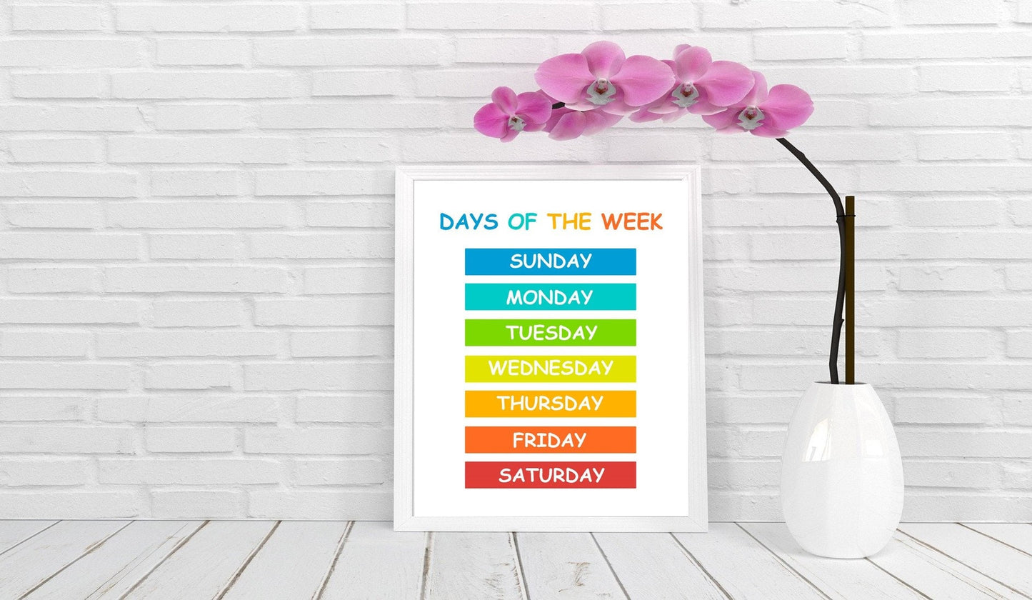 Education Poster - Months - Days - Numbers - ABC Alphabets - Colors - Shapes - worksheet - classroom worksheet - DIGITAL FILE