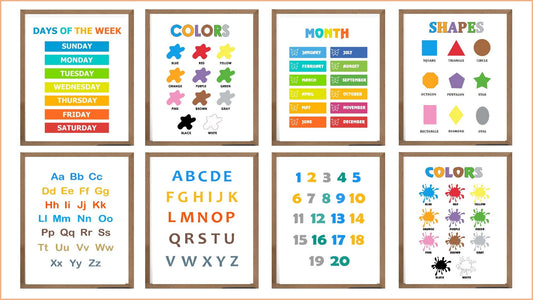 Education Poster - Months - Days - Numbers - ABC Alphabets - Colors - Shapes - worksheet - classroom worksheet - DIGITAL FILE