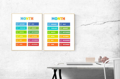 Education Poster - Months - Days - Numbers - ABC Alphabets - Colors - Shapes - worksheet - classroom worksheet - DIGITAL FILE