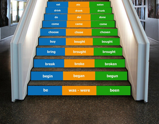 Irregular verbs decal, grammar stairs, school staircase decor, school decor, Irregular verbs stairs decor, 40 pcs.