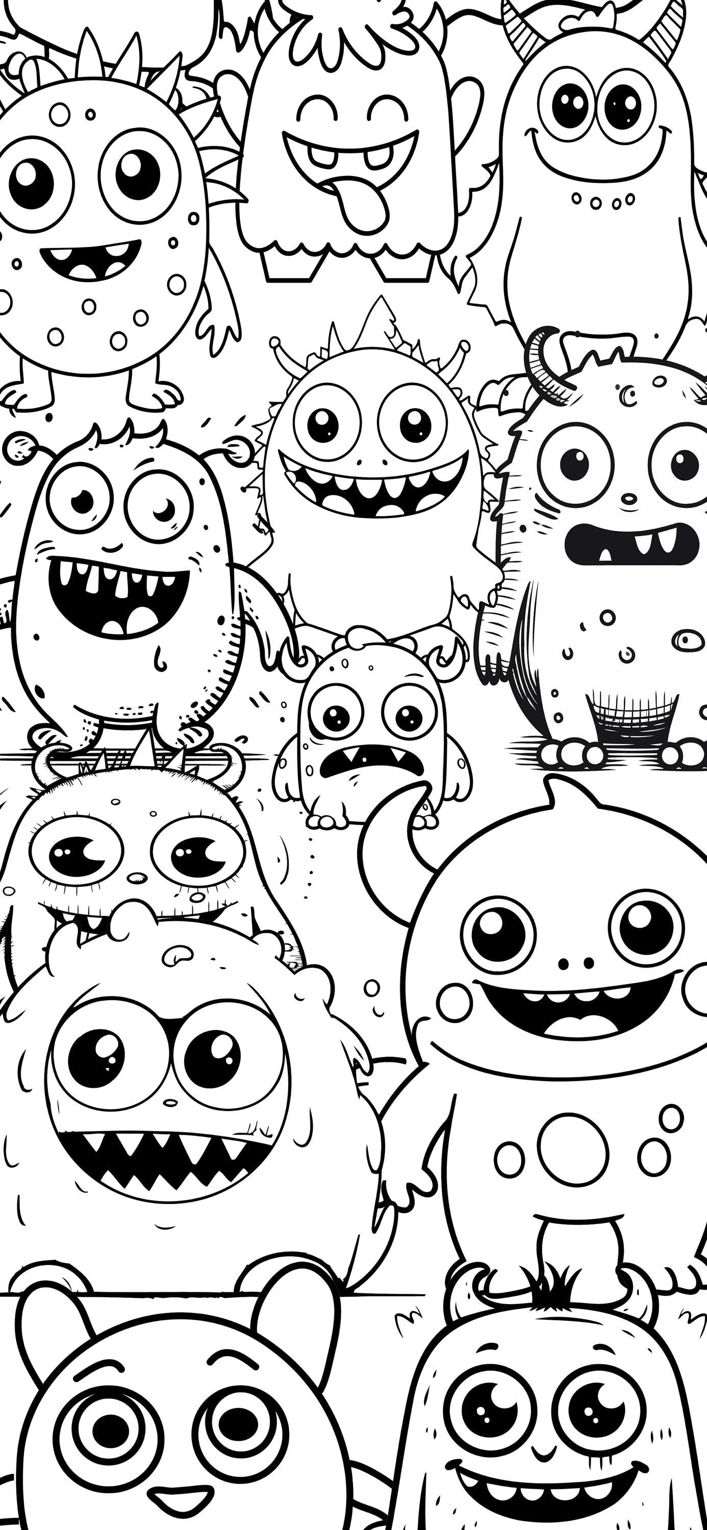 Cartoon Monster faces Modern Vinyl Strips Peel and stick Removable stickers for Stairs Home Decor  - HD047